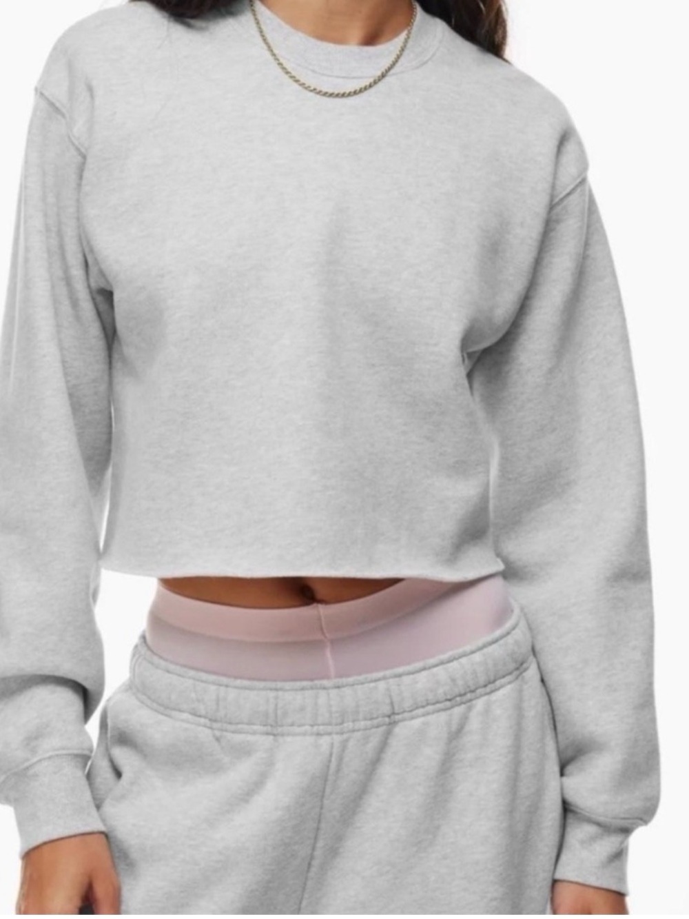 Aritzia Tna Airy Fleece Boyfriend Cropped Sweatshirt Heather Chrome